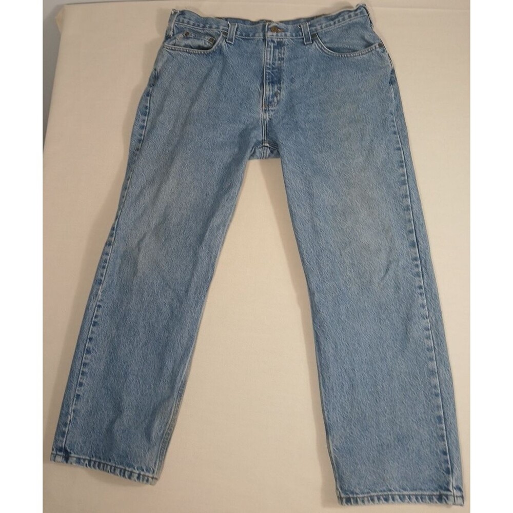 Carhartt Relaxed Fit Faded Straight Leg Size 40x30 Denim B460 Work Blue Jeans